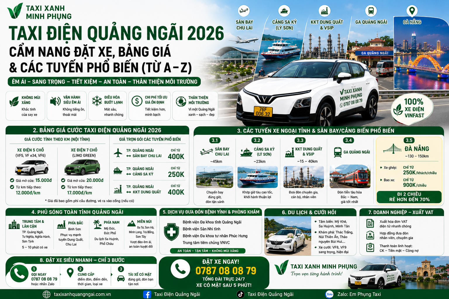 Taxi Điện Quảng Ngãi 2026: Cẩm Nang Đặt Xe, Bảng Giá & Các Tuyến Phổ Biến (Từ A-Z)